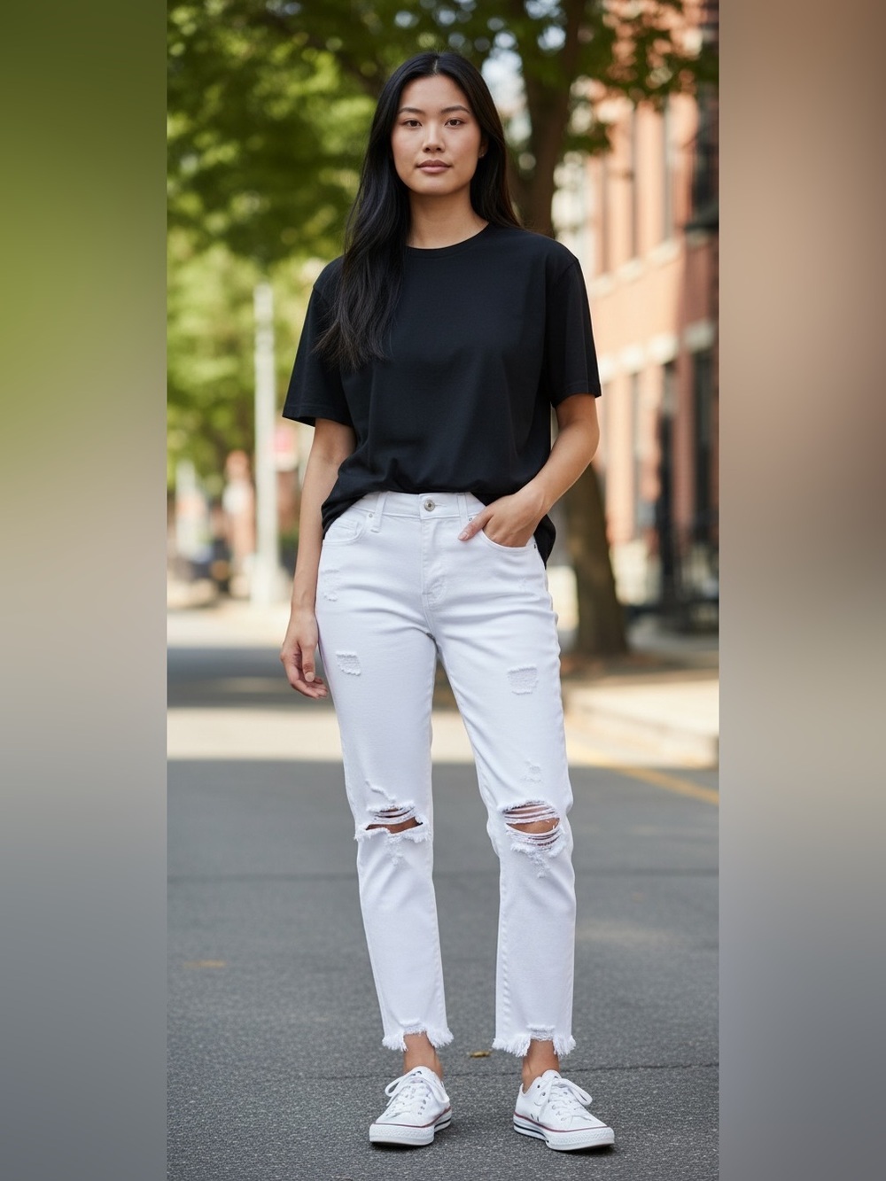 L'AGENCE White Skinny Distressed Jeans